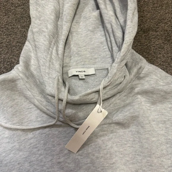 NWT Vince Women’s Essential Hoodie size M 100% Cotton in Heather Gray - Picture 4 of 6
